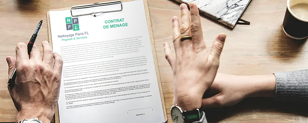 Signature d’un contrat de ménage régulier de nettoyage des bureaux à Paris 