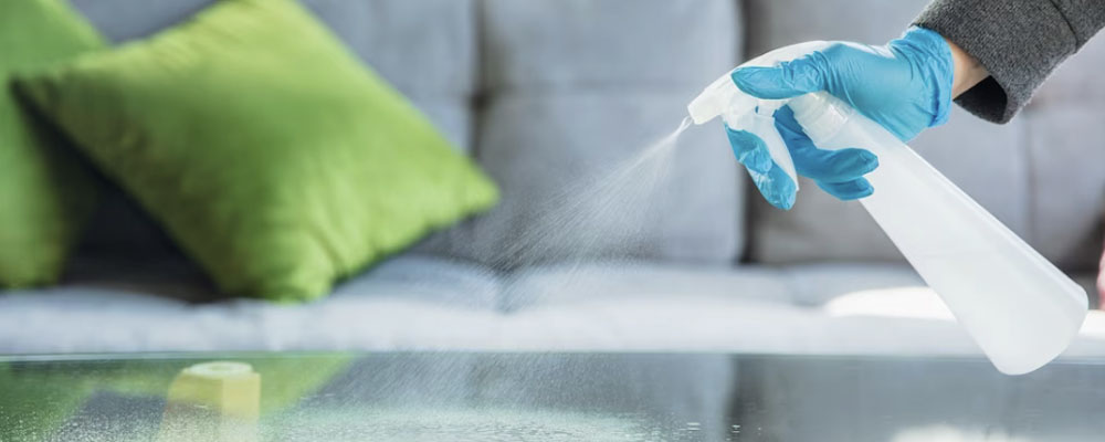 Pulvérisation de produits écologiques pour traiter nettoyer les surfaces vitrées bureaux tables